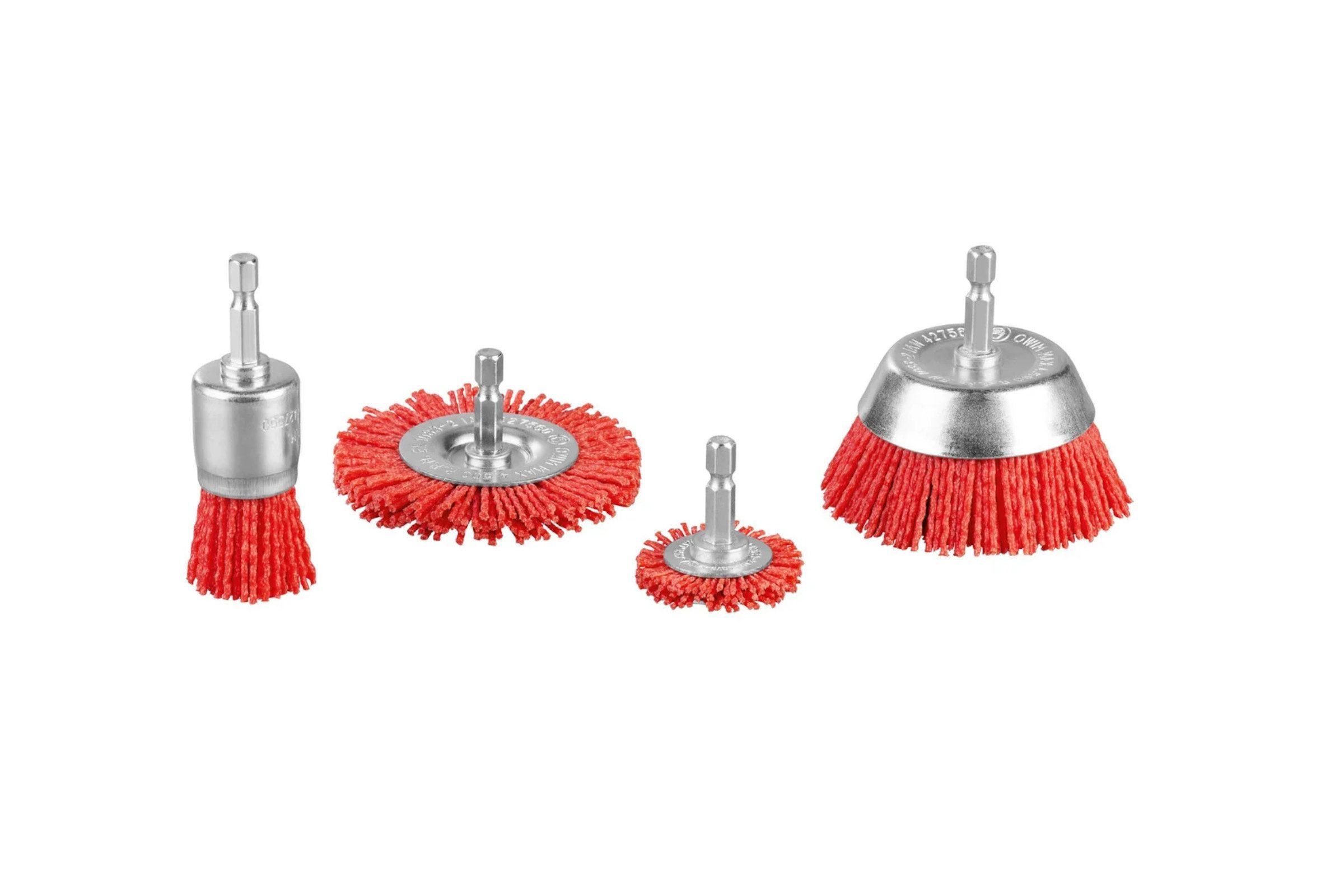 Parkside Drahtbürste Bohrmaschinenzubehör PBZS 5 A1 Nylonbürsten-Set 4 Teilig, handelsübliche Bohrmaschinen (мінімум 600 W) mit Rundschaftaufnahme (z. B. Parkside, Bosch, Black & Decker, Einhell, Makita, Kress, Metabo), (Bürstenset, 4-tlg), Schonend Schleifen