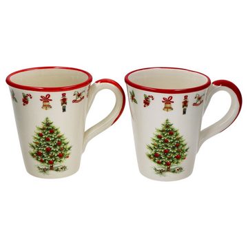 MamboCat Becher 2x Maestro Natale Kaffeebecher 340ml Tassen Glühwein Tee, Keramik