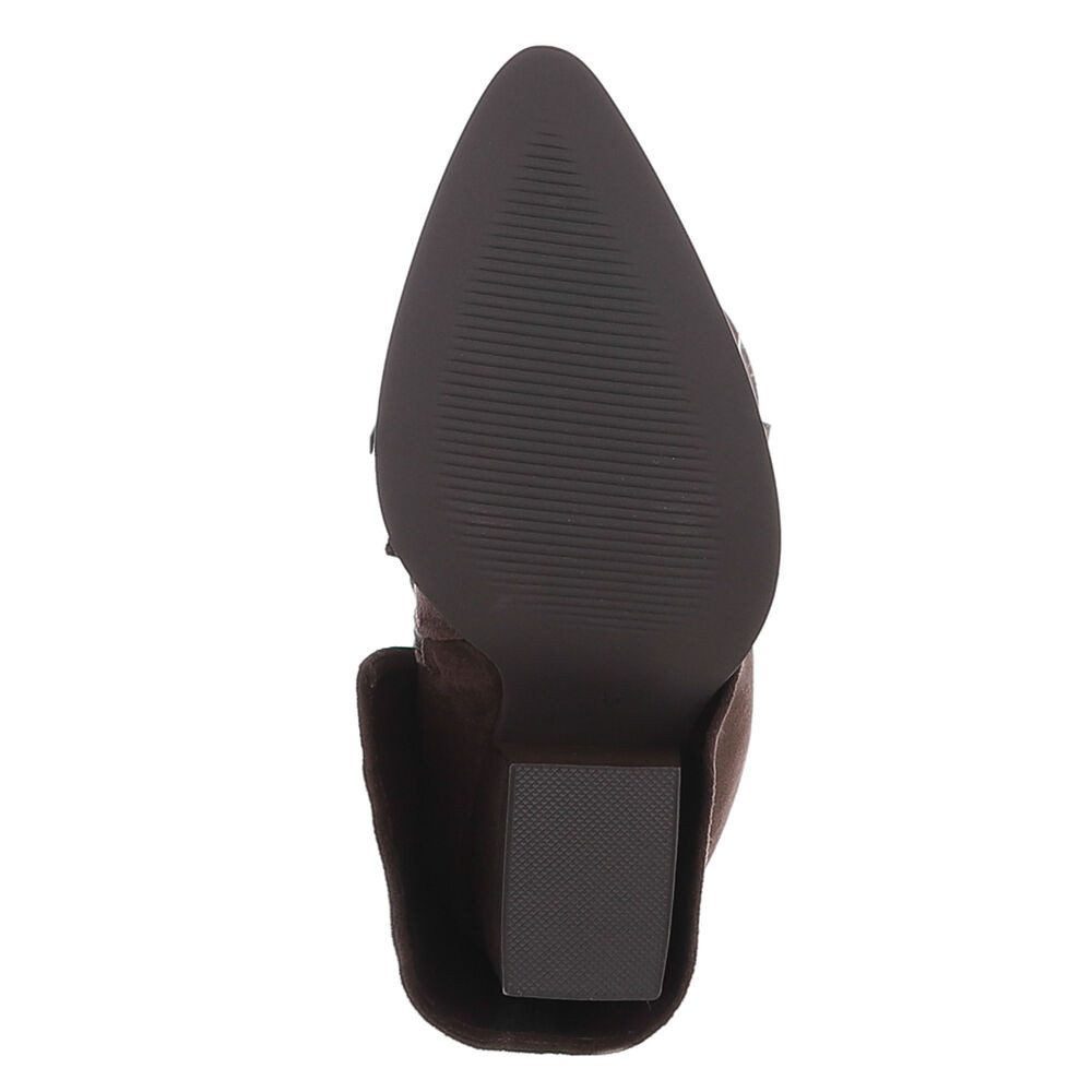 Ital-Design Damen Westernstiefel kniehoch mit Blockabsatz Westernstiefel (92299868) Blockabsatz Stiefel in Braun – Bild 3 von 5