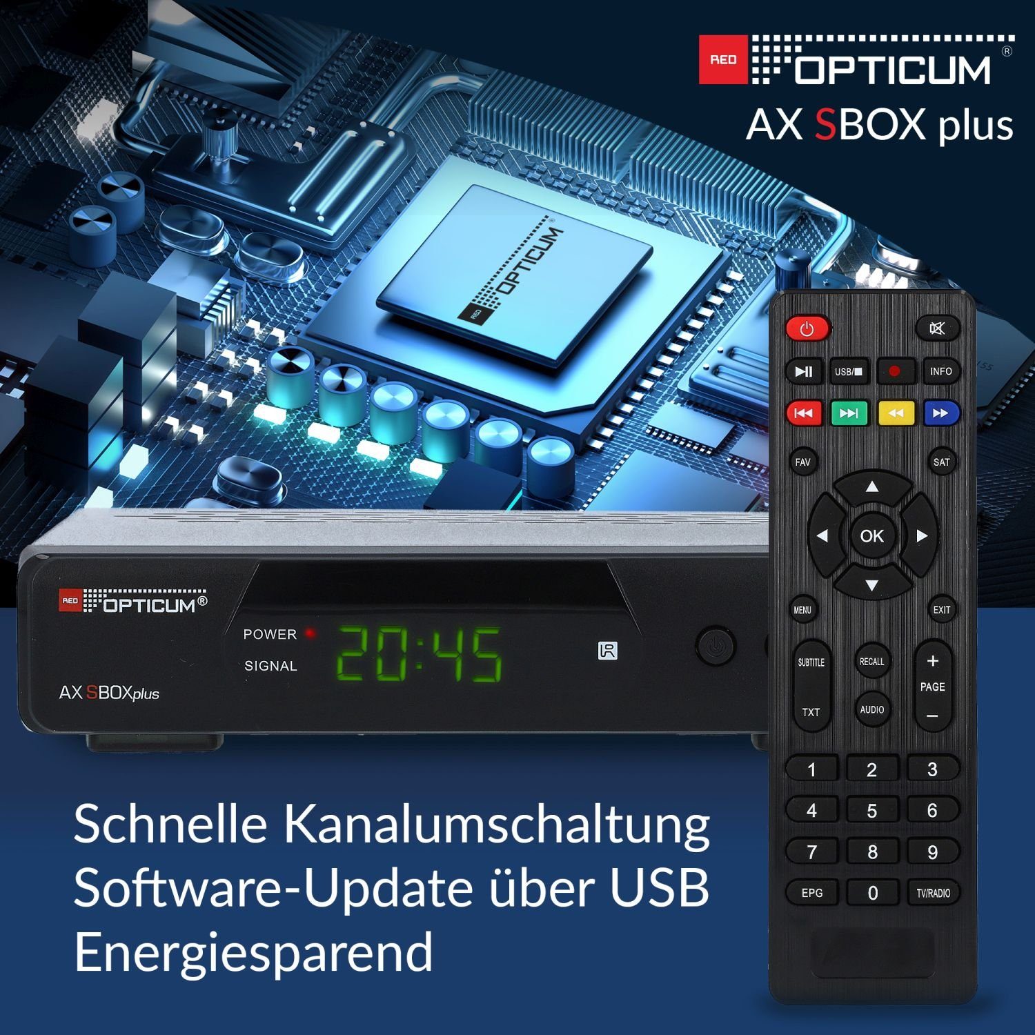 Aufnahmefunktion USB, Timeshift SBOX & Kabel + Plus SAT-Receiver PVR Coaxial - tauglich) HDMI, (PVR, mit RED HDMI SCART, Unicable OPTICUM