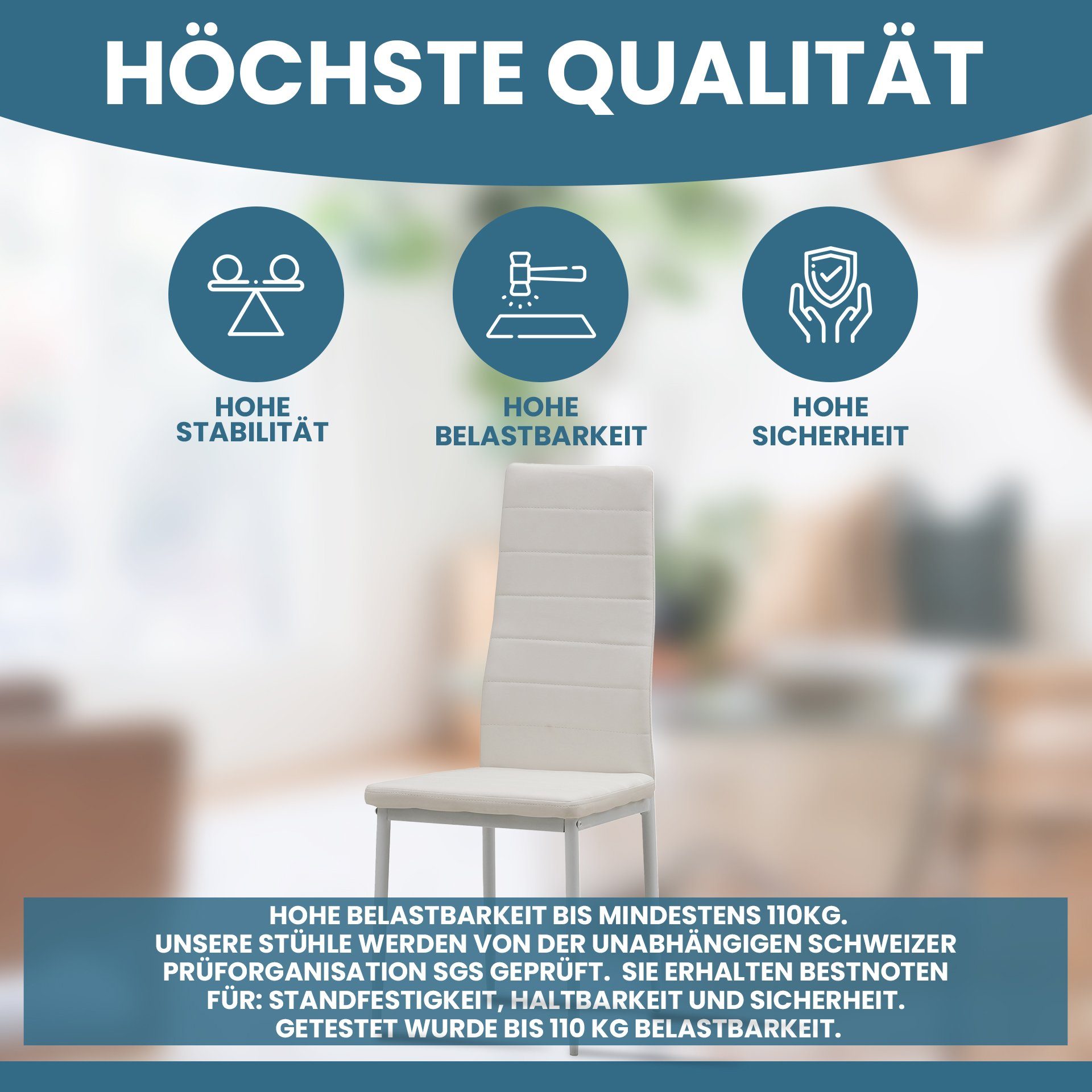 Albatros International Esszimmerstuhl Esszimmer Stühle 4 er Set MILANO, Stuhl Stühle Esszimmerstühle, Küche (4er Set, Weiß, Kunstleder Bezug), Küchenstuhl Küchenstühle Essstühle für den Esstisch Ess Stühle