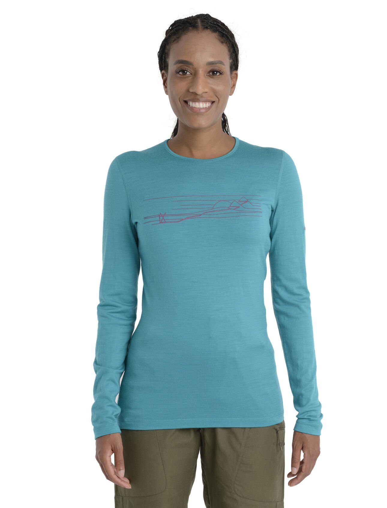 Icebreaker Rollkragenshirt W 200 Oasis LS Crewe Ski Stripes