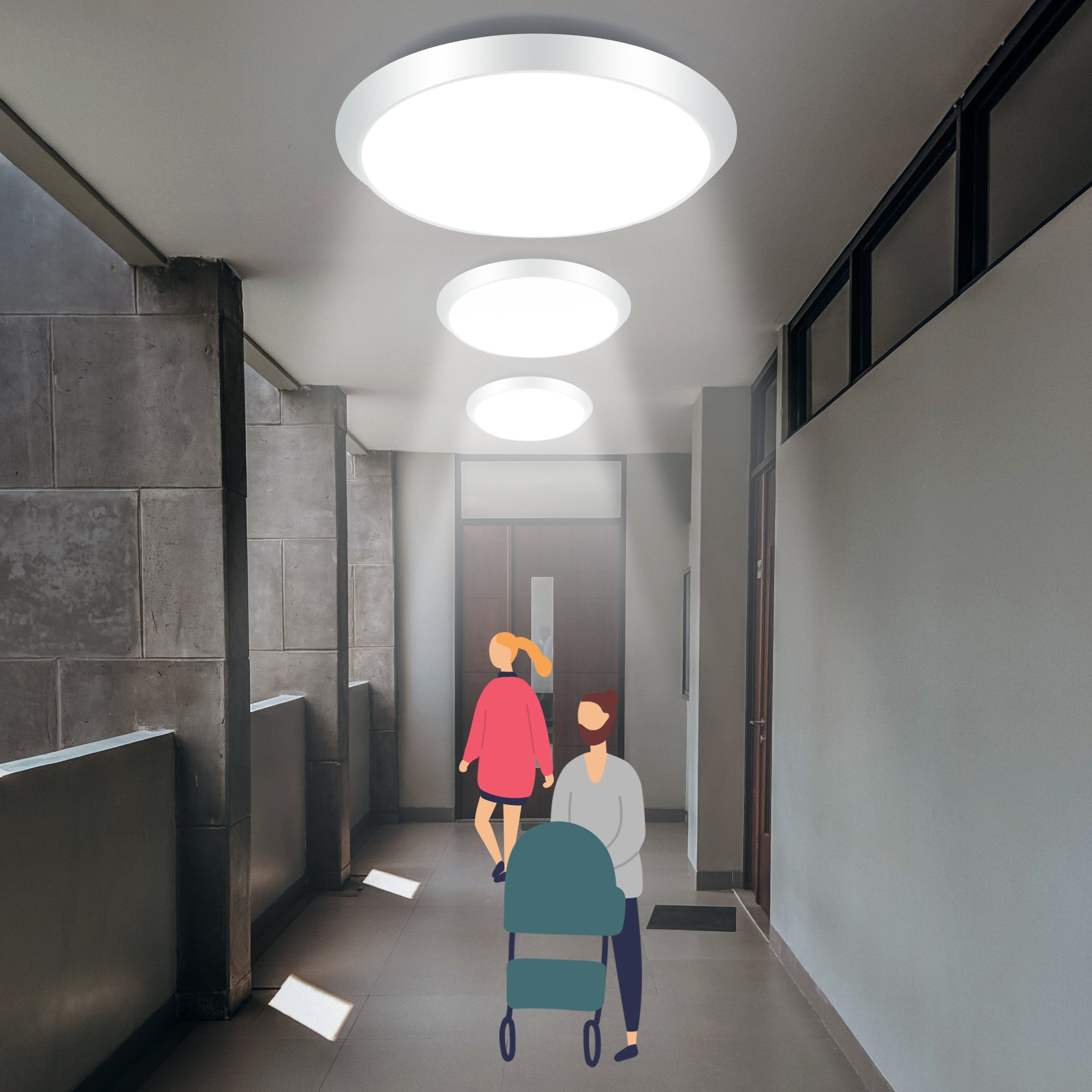 ZMH LED Deckenleuchte mit Bewegungsmelder Innen Deckenlampe I 15W Flurlampe 4000K, Neutralweiß, Spritzwassergeschützt Bewegunsmelder – Bild 2 von 5