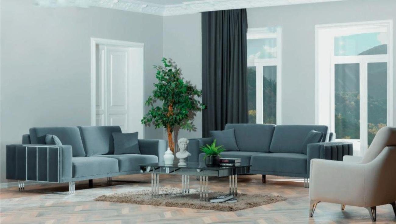 Made Sessel 1x Wohnzimmer-Set 3 (3-St., Turkis, Europa 3-Sitzer + Sessel JVmoebel Couchtisch), Set Sitzer Sofa Wohnzimmer 2x Sofagarnitur Relax Set in 2x ohne