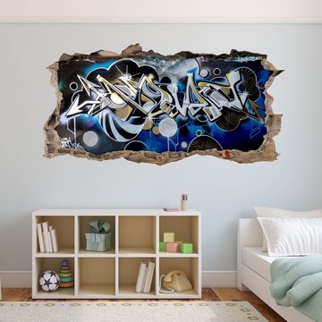 nikima Wandtattoo 148 Graffiti blau grau - Loch in der Wand (PVC-Folie), in 6 vers. Größen