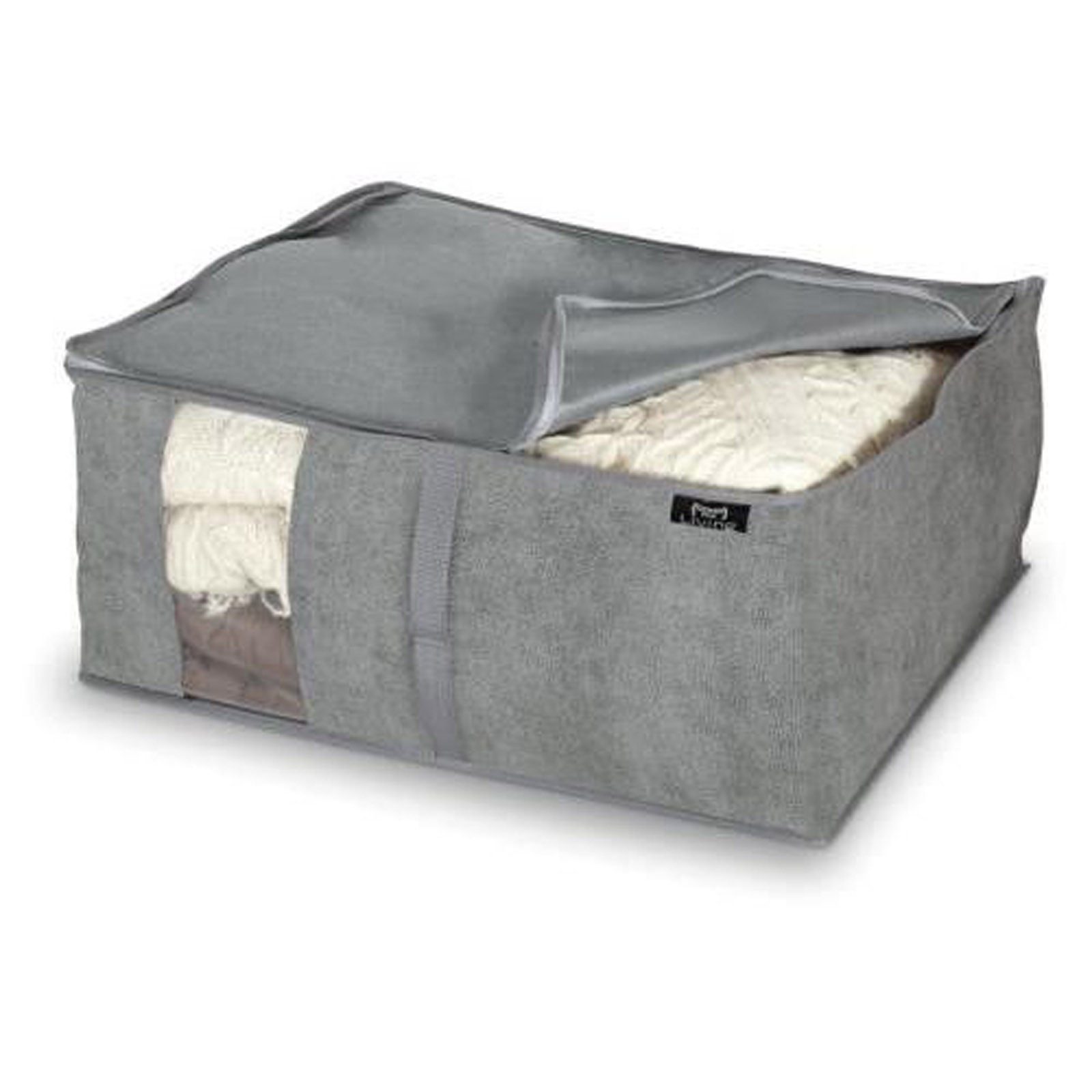 DOMOPAK Living Unterbettkommode Aufbewahrungstasche für Bettdecken Decken Bettwäsche Organizer (1 St), Grau 55x45x25 cm mit Reißverschluss Atmungsaktiv