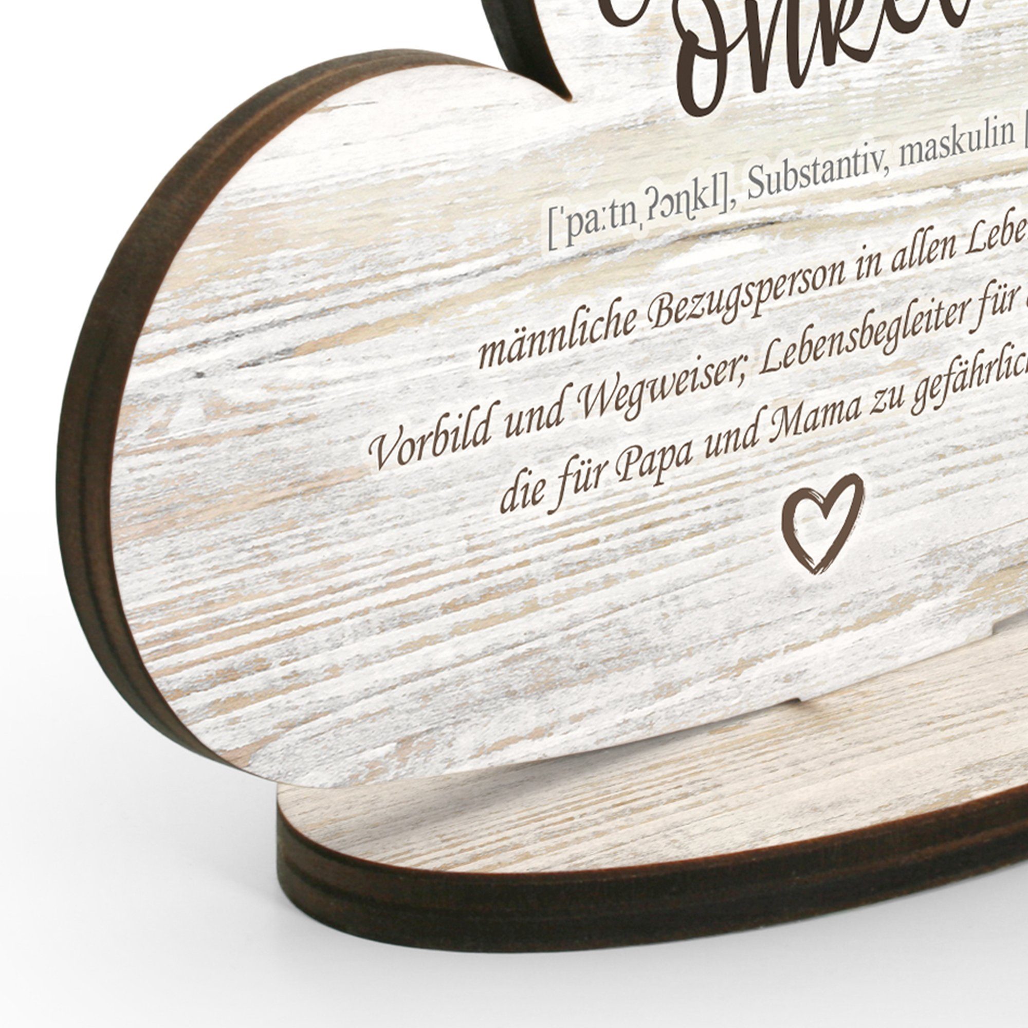 Kreative Feder Dekoobjekt Herz-Aufsteller „Patenonkel“ - freistehende Holz-Deko, tischdeko wohndeko liebe familie pate onkel taufe