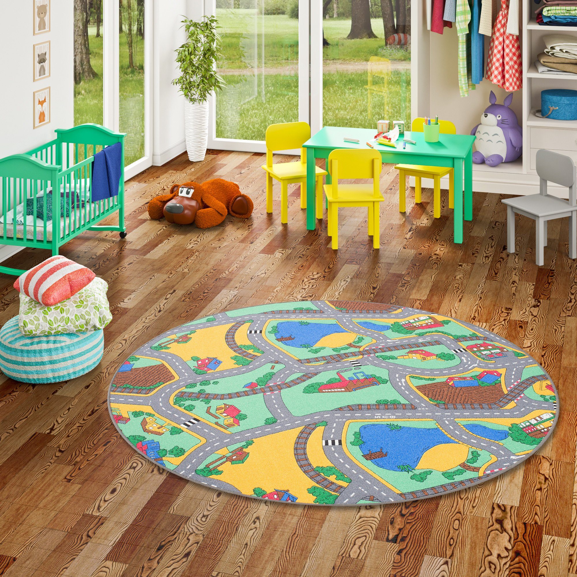 Snapstyle Kinderteppich Straßenteppich Rund, Rund, Höhe: 4 mm