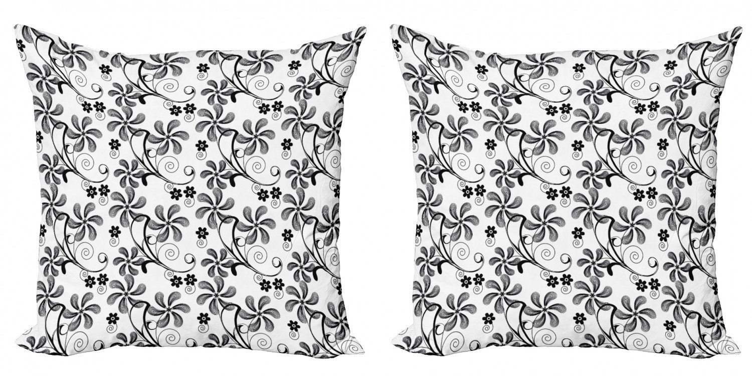 Kissenbezüge Modern Accent Abakuhaus Stück), Blumen Digitaldruck, (2 Doppelseitiger Doodle Plants Monochrome