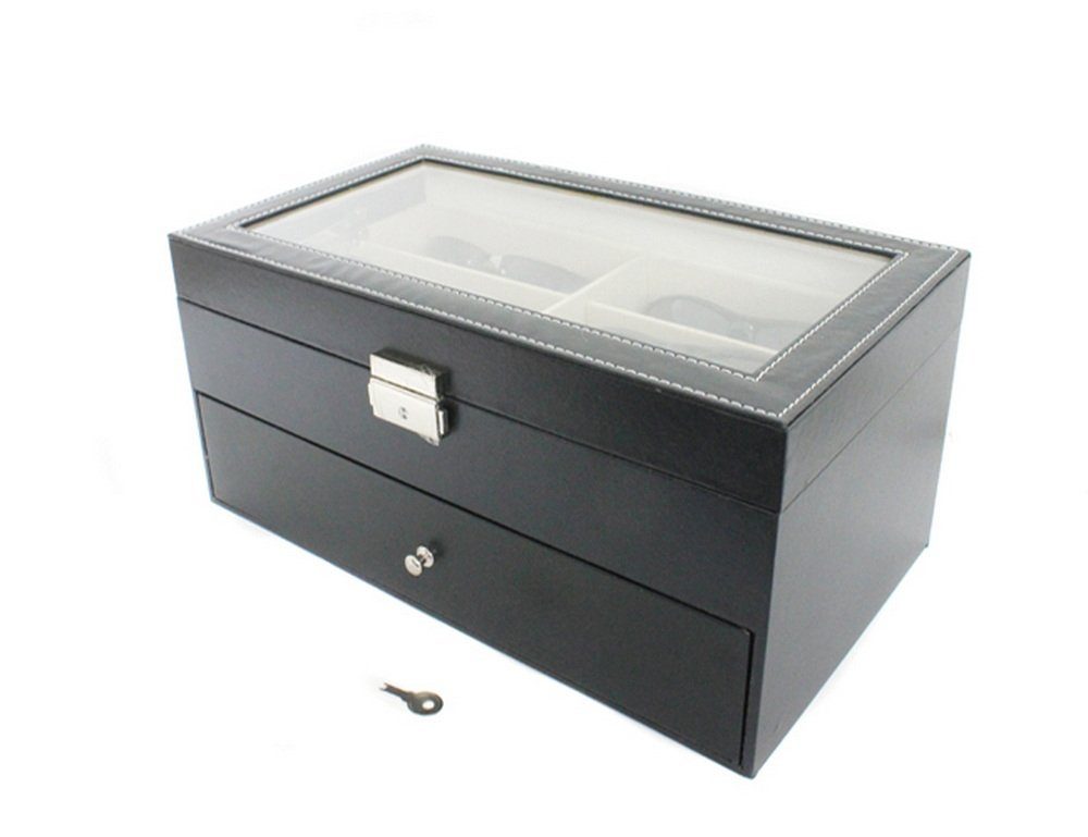 Yudu Brillenetui Brillenkoffer Brillenständer für 12 Brillen Kunstleder SKW78