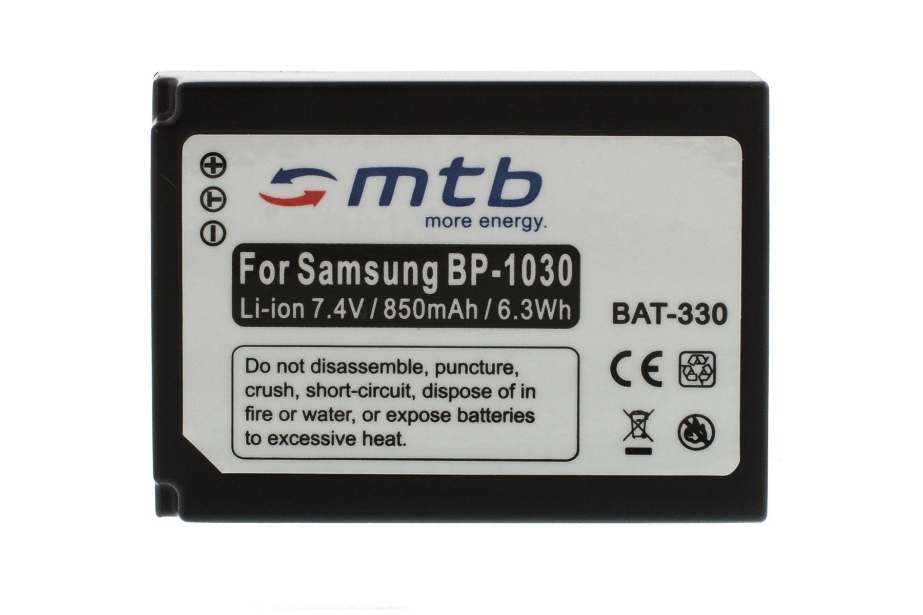 NX1000, Samsung energy more mAh NX200, Kamera-Akku NX310, mit [BAT-330 850 BP1030 NX210, für: mtb NX2000, - V), NX2020, NX1100, NX300, (7,4 Li-Ion] passend NX2030… kompatibel Akku-Typ