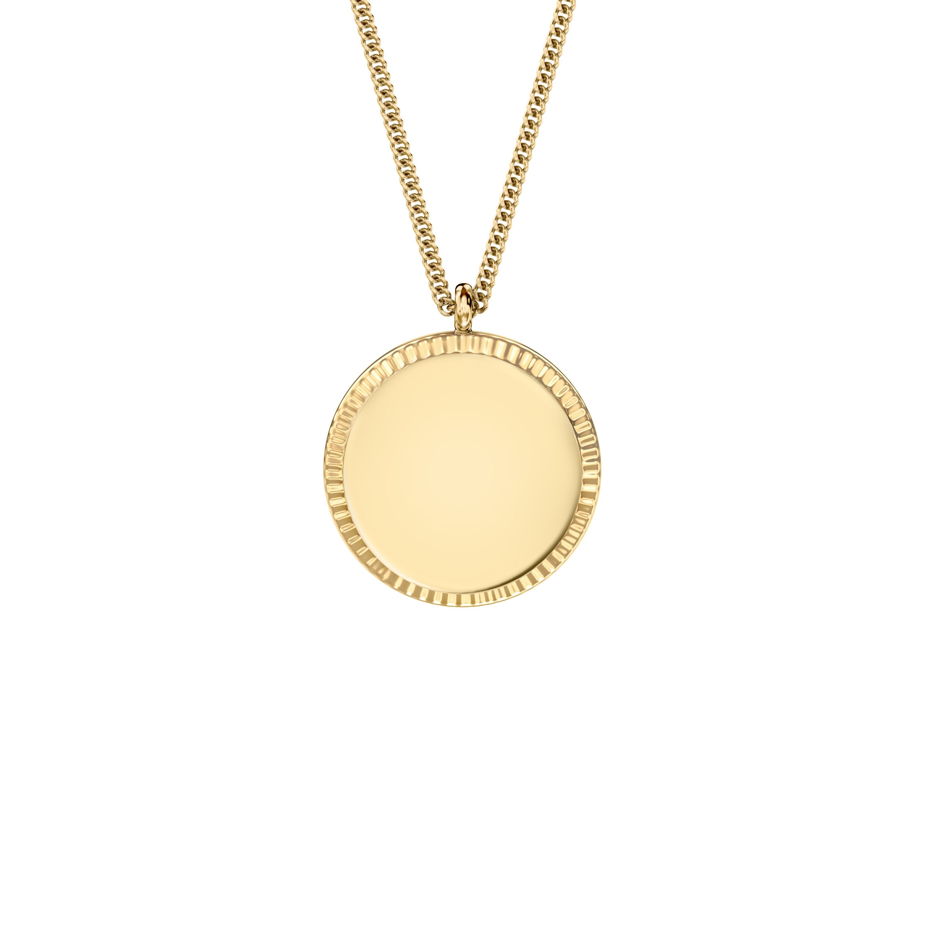 Fossil Kette mit Anhänger Schmuck Geschenk Edelstahl Halskette Kreis Scheibe Ellis
