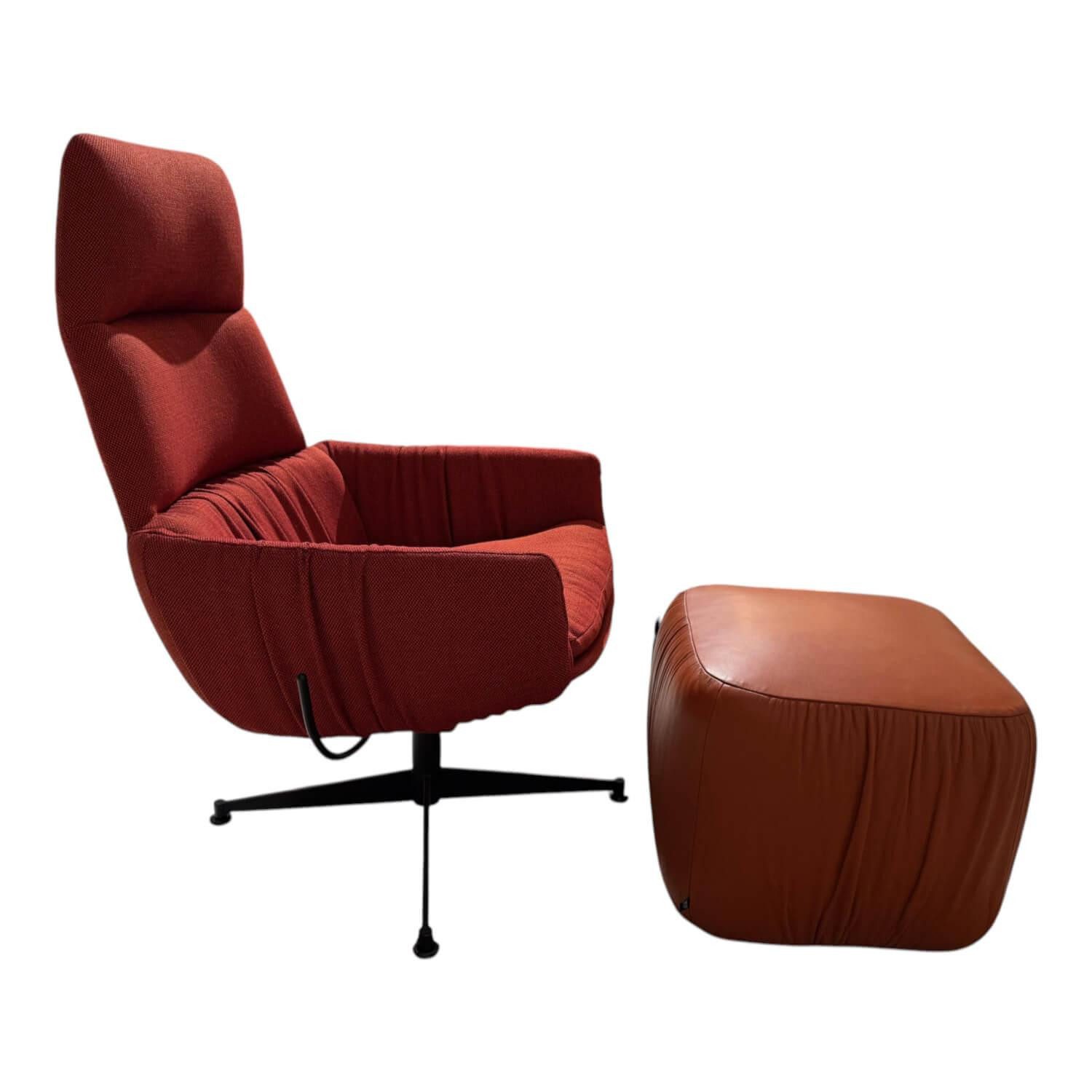 KFF Loungesessel Lounge Sessel Faye Casual Stoff Rohi Credo Lampion Rot 4 Fuß