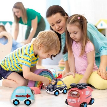 Fivejoy Spielzeug-Polizei 4-teiliges Cartoon-Auto-Modell-Set, 4-teiliges Jungenspielzeug, (Jungenspielzeug, Kinderspielzeug, lustiges Auto, das Auto für Kinder spielt, 4-tlg)
