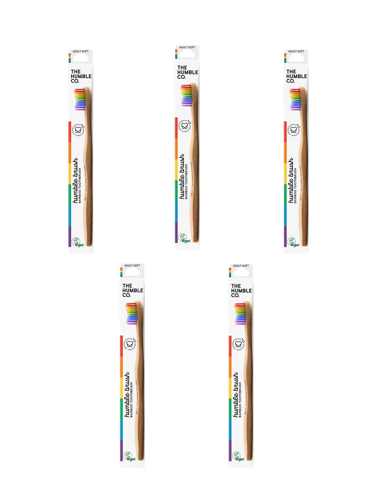 The Humble Co. Zahnbürste 5x Humble Brush Bambuszahnbürste sof - Rainbow