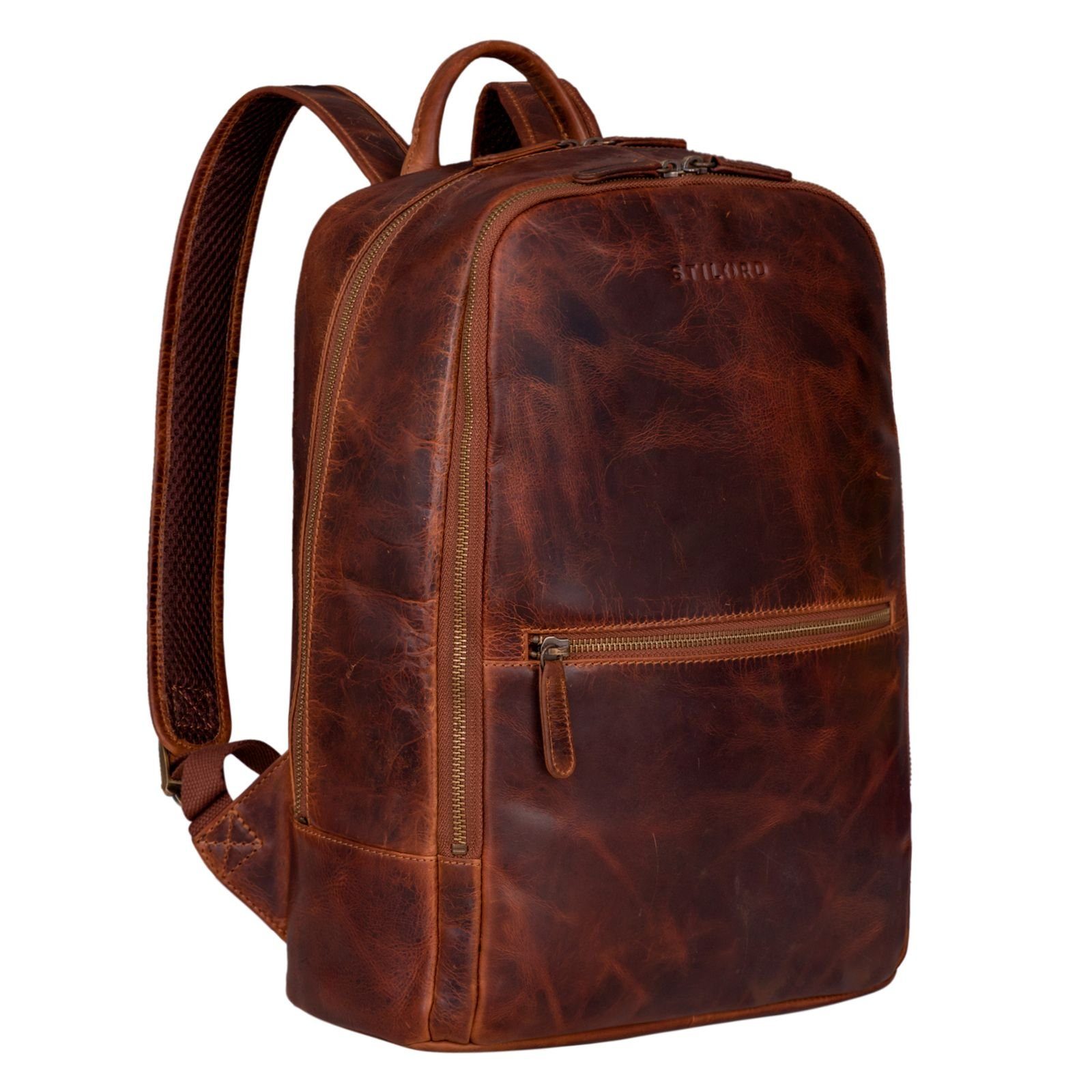 STILORD Notebook-Rucksack "Kellis" Vintage Lederrucksack Groß - cognac kara