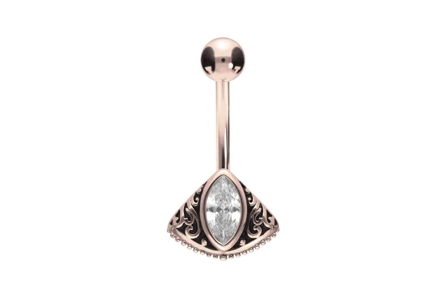 Bauchnabelpiercing Chirurgenstahl Bananabell KRISTALLTROPFEN + FÄCHER