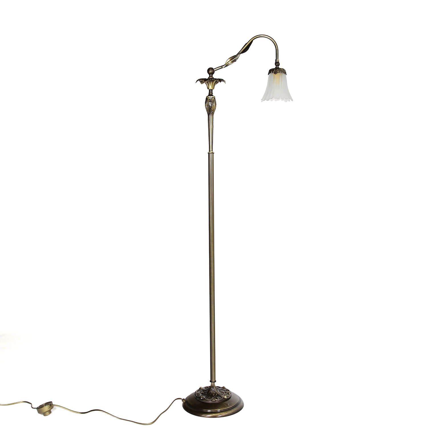 Licht-Erlebnisse Stehlampe DALILA, ohne Leuchtmittel, Stehleuchte Messing Premium Floral E14 bis 40W mit Lesearm Wohnzimmer