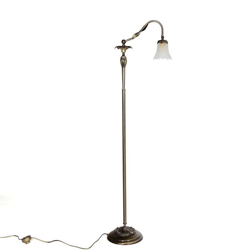 Messing Premium Leuchtmittel, Wohnzimmer Licht-Erlebnisse DALILA, bis ohne Stehleuchte Floral Stehlampe mit E14 Lesearm 40W