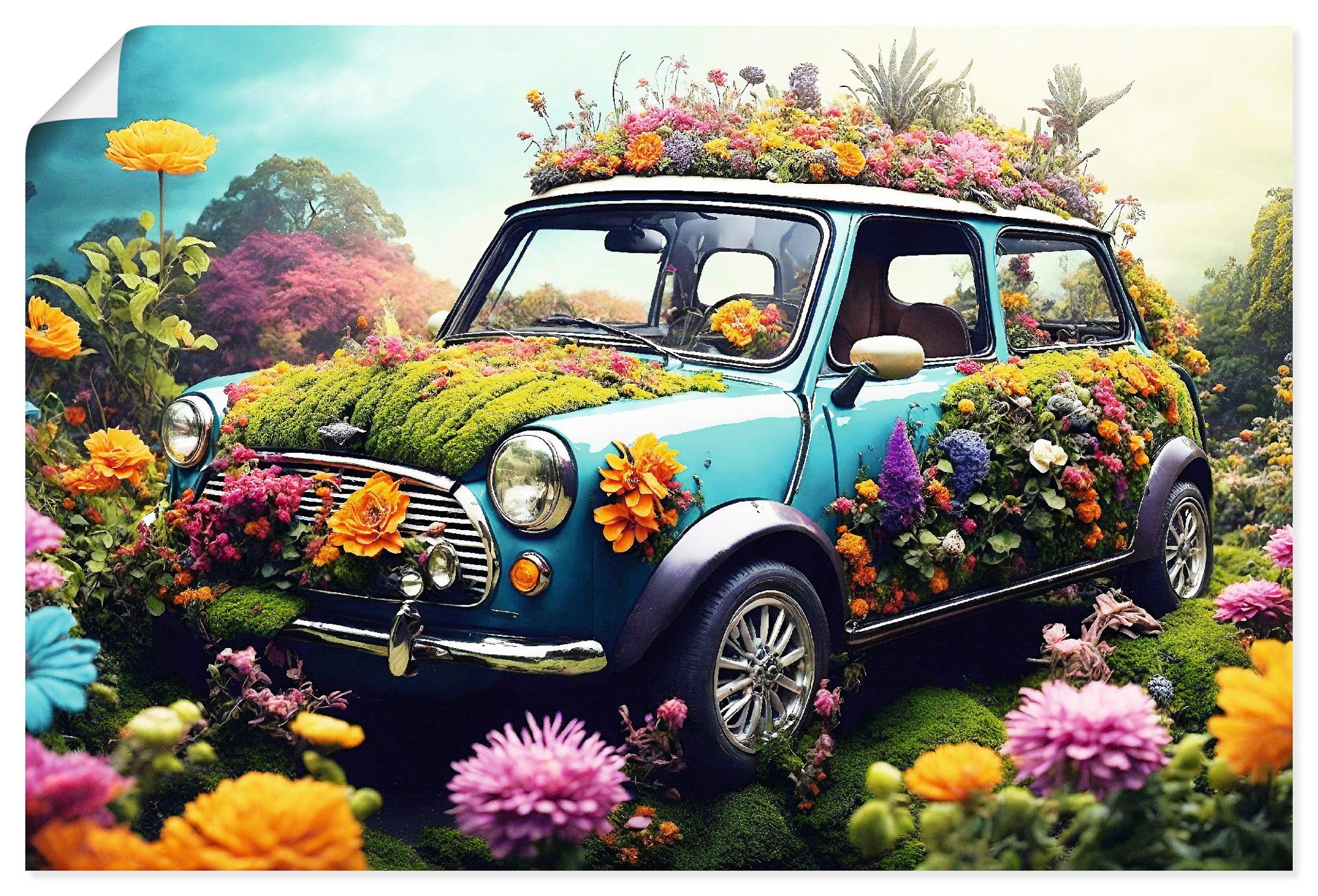 Artland Wandbild Flowerpower Mini, Auto (1 St), als Alubild, Leinwandbild, Poster, Wandaufkleber in verschied. Größen