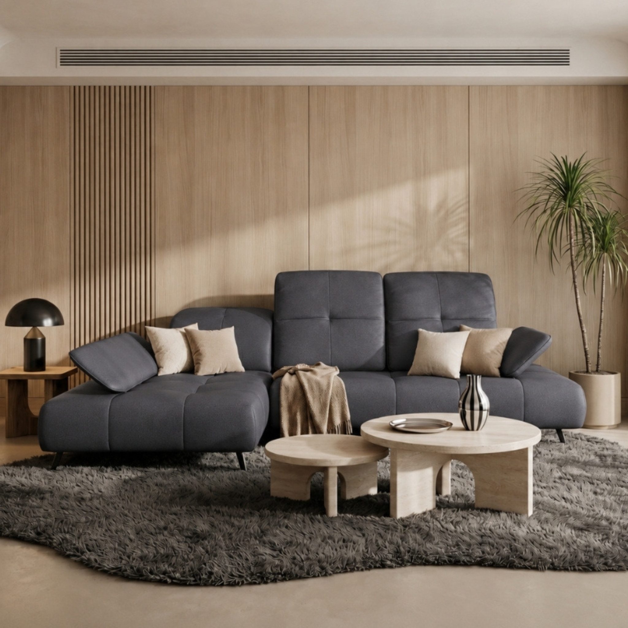 Friderik-EU Ecksofa BERGAMO 280x180 cm Ledersofa, Sitztiefenverstellung und Kopfteilfunktion