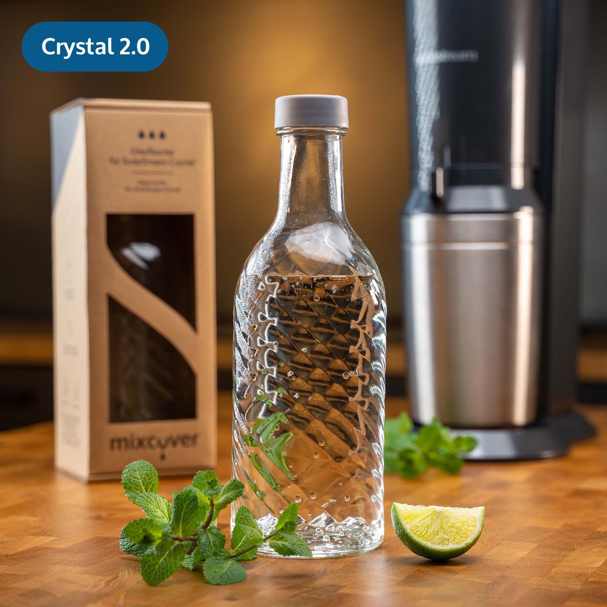 Mixcover Wassersprudler Flasche »mixcover Glasflasche kompatibel mit SodaStream  Crystal 2.0 mit 10% mehr Volumen Transparent«