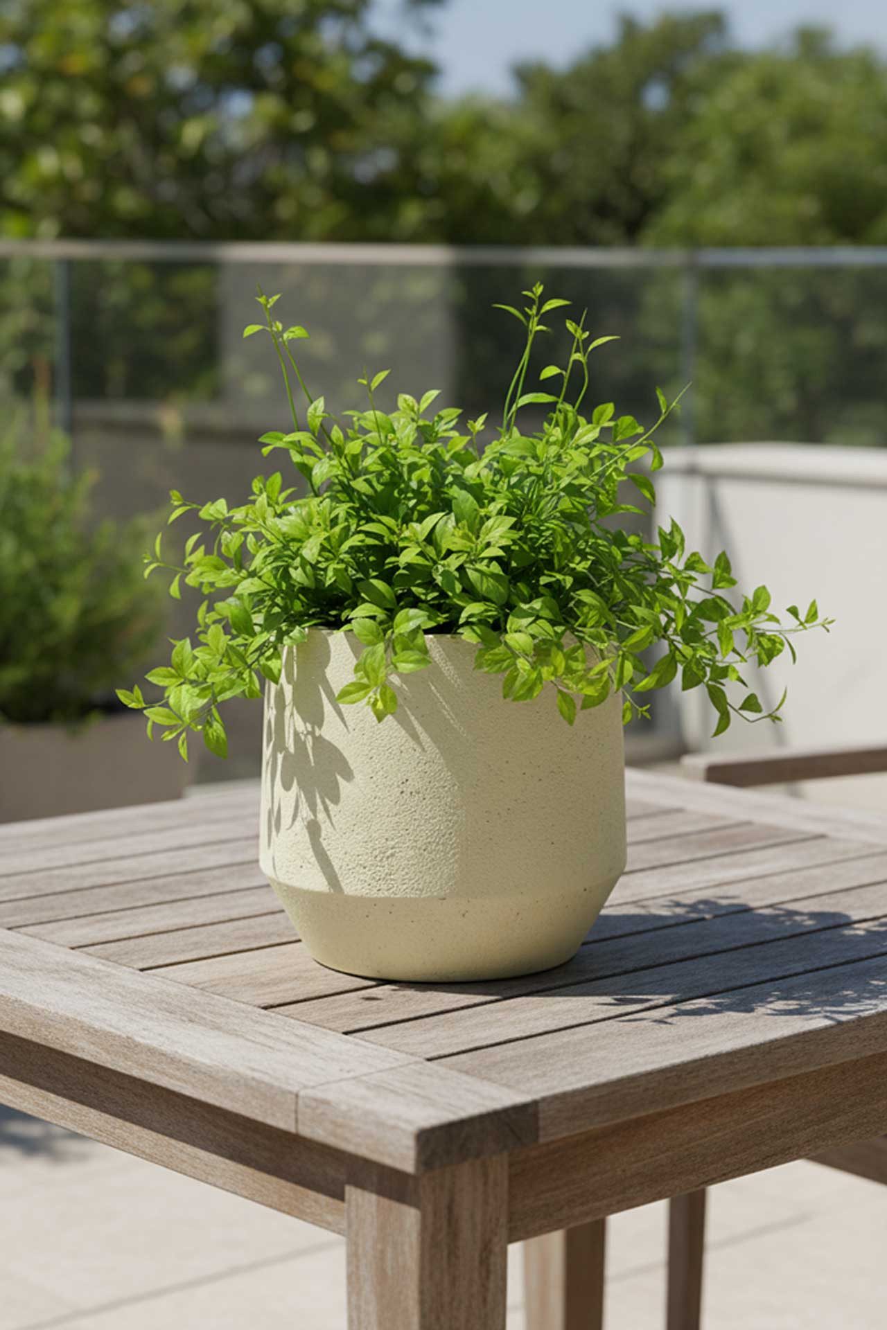 VIVANNO Blumentopf Fiberglas NEXORA Rund - Vesuvbeige Matt (1 St), 31x28 cm