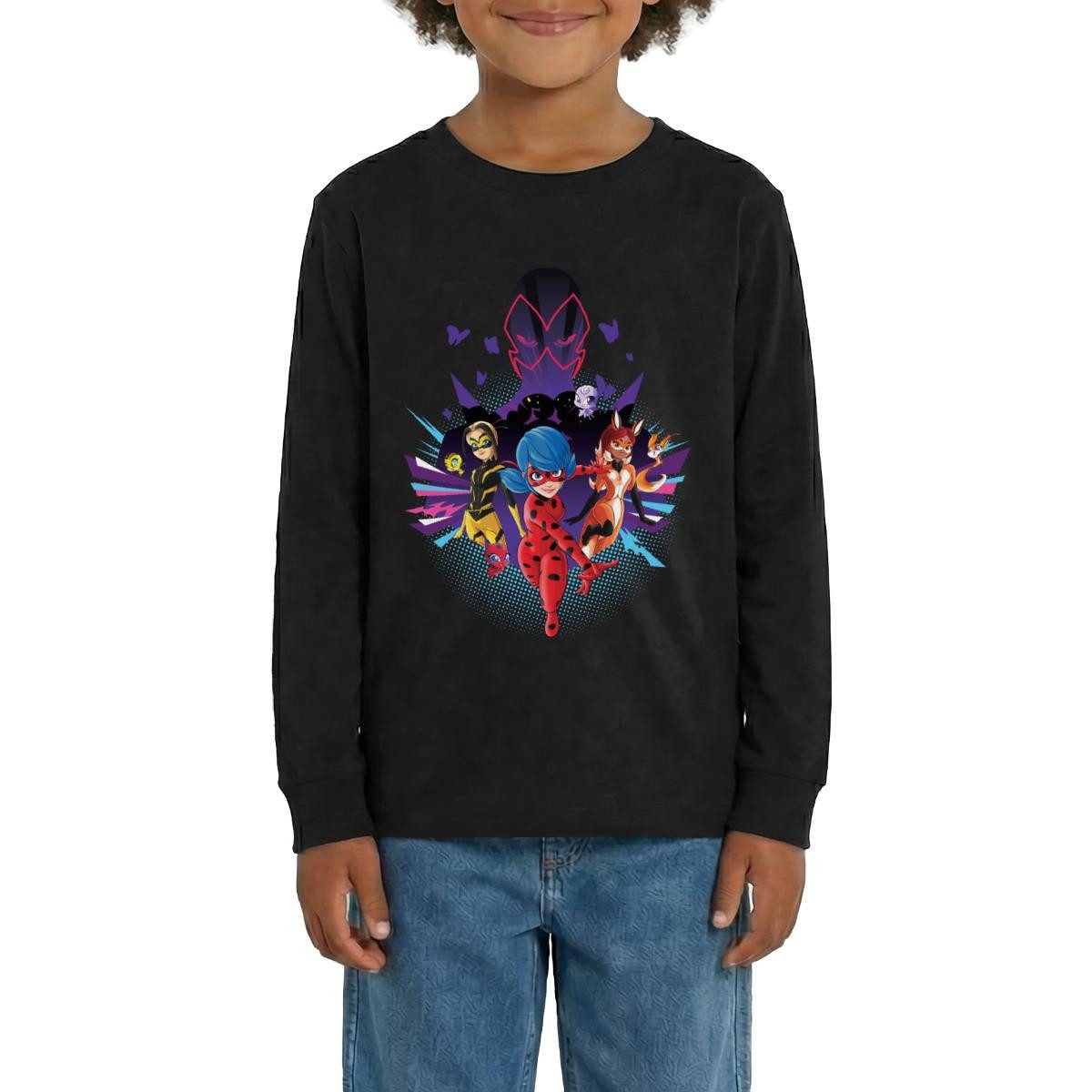 Spreadshirt T-Shirt Miraculous Superhelden vs Hawk Moth Teenager Premium Langarmshirt (1-tlg)