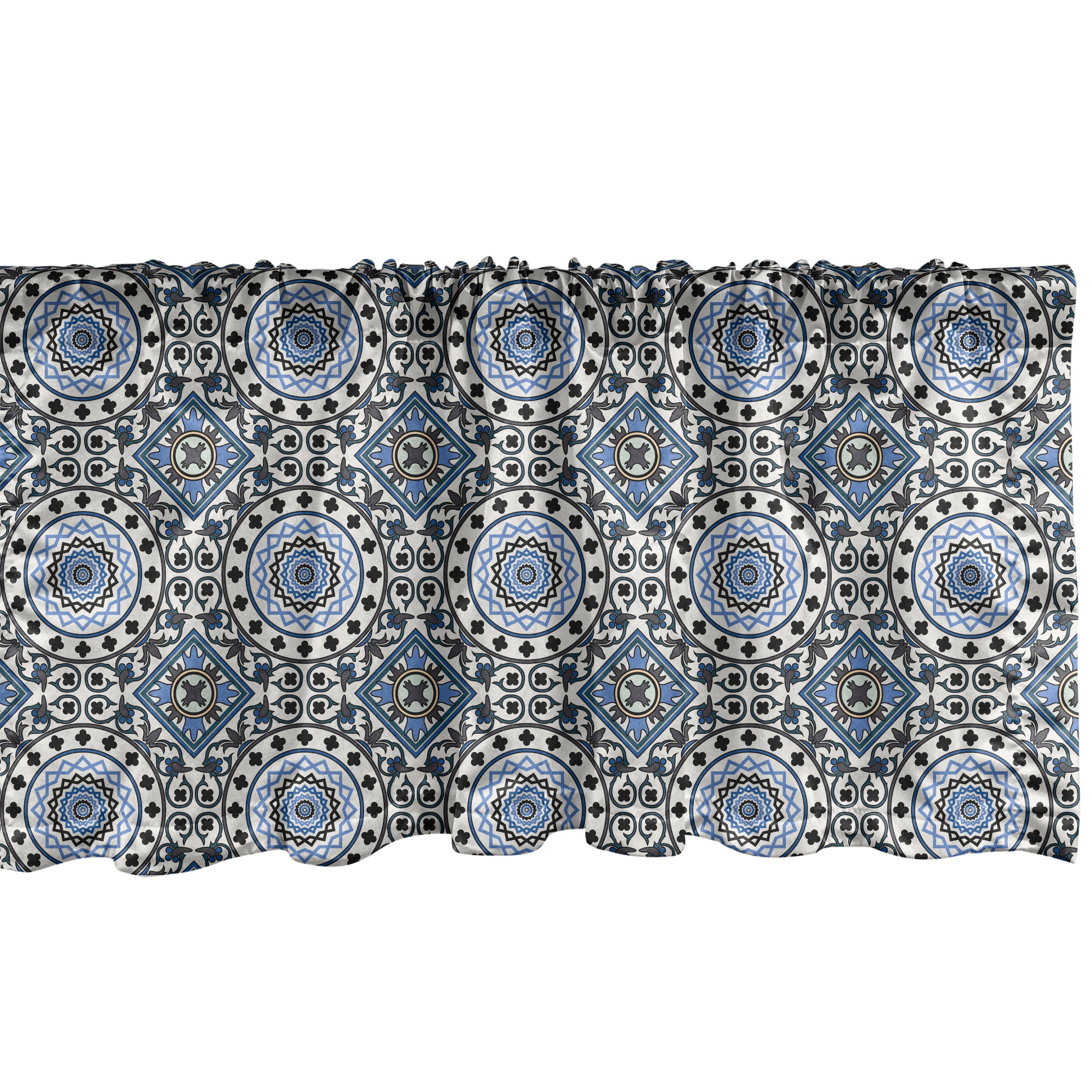 Scheibengardine Vorhang Volant für Küche Schlafzimmer Dekor mit Stangentasche, Abakuhaus, Microfaser, Retro Mosaik-Motive