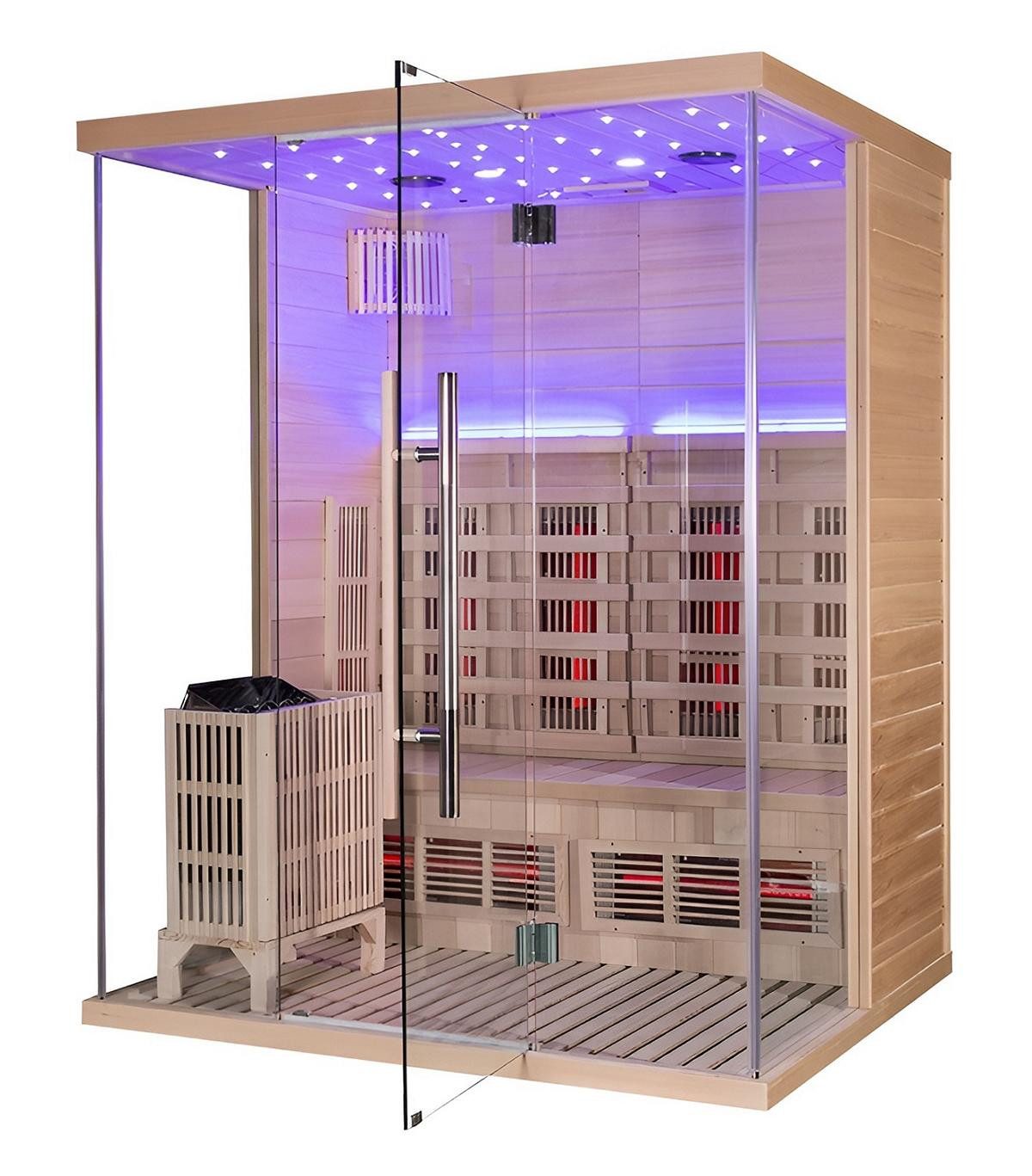 JVmoebel Infrarotkabine Zweifach-System Sauna: Infrarot & Trockendampf mit Saunaofen, (1-St)