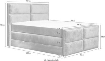 Feldmann-Wohnen Polsterbett Croco (1-tlg), 120x200cm silber mit Topper Bettkasten