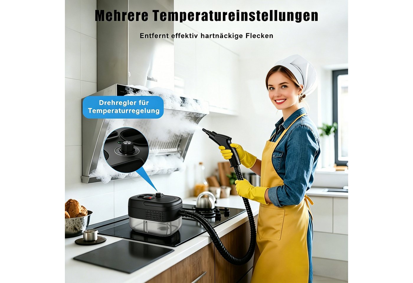 Luckice Dampfreiniger 2500-W Serie Handdampfreiniger, tragbarer Reiniger, Küchenreiniger, geeignet für Böden, Fenster und Küchen.