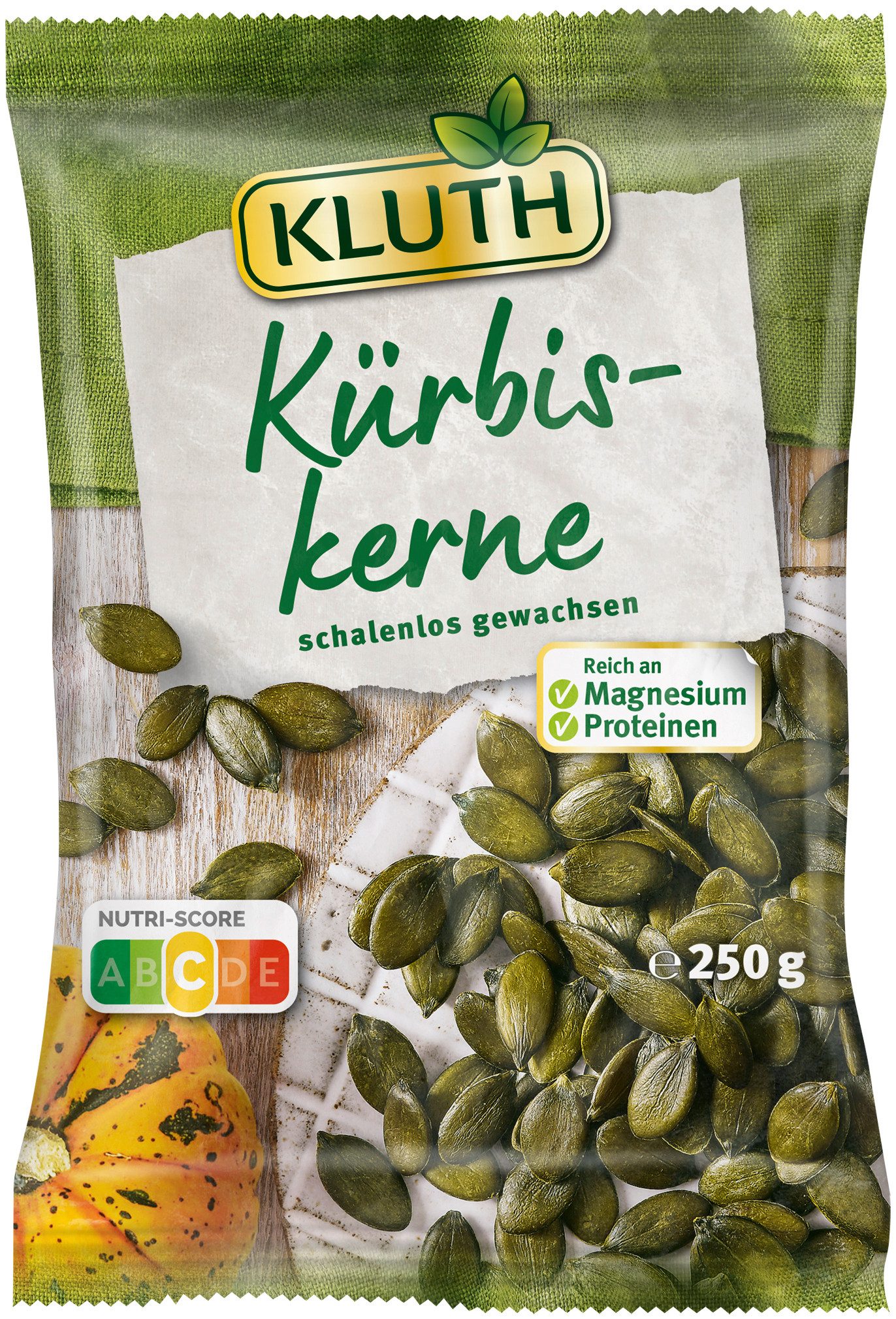 KLUTH Knabberei, Kluth Kürbiskerne schalenlos 250g