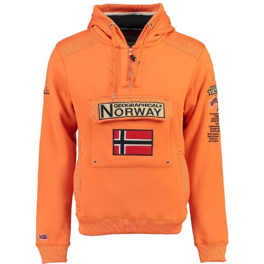 Geographical Norway Kapuzenpullover Gymclass by leyoley mit großer Bauchtasche und warmer Kapuze Orange