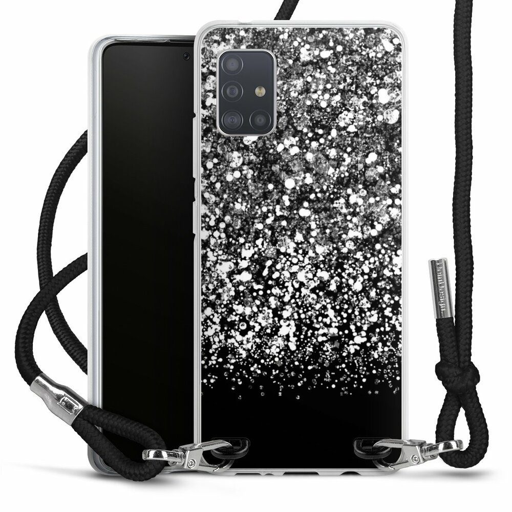 DeinDesign Handyhülle Glitzer Look Schneeflocken Muster Snow Fall Glitter  Look, Samsung Galaxy A51 5G Handykette Hülle mit Band Case zum Umhängen