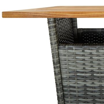 vidaXL Gartenlounge-Set 3-tlg. Gartenbar-Set mit Kissen Poly Rattan Grau, (3-tlg)