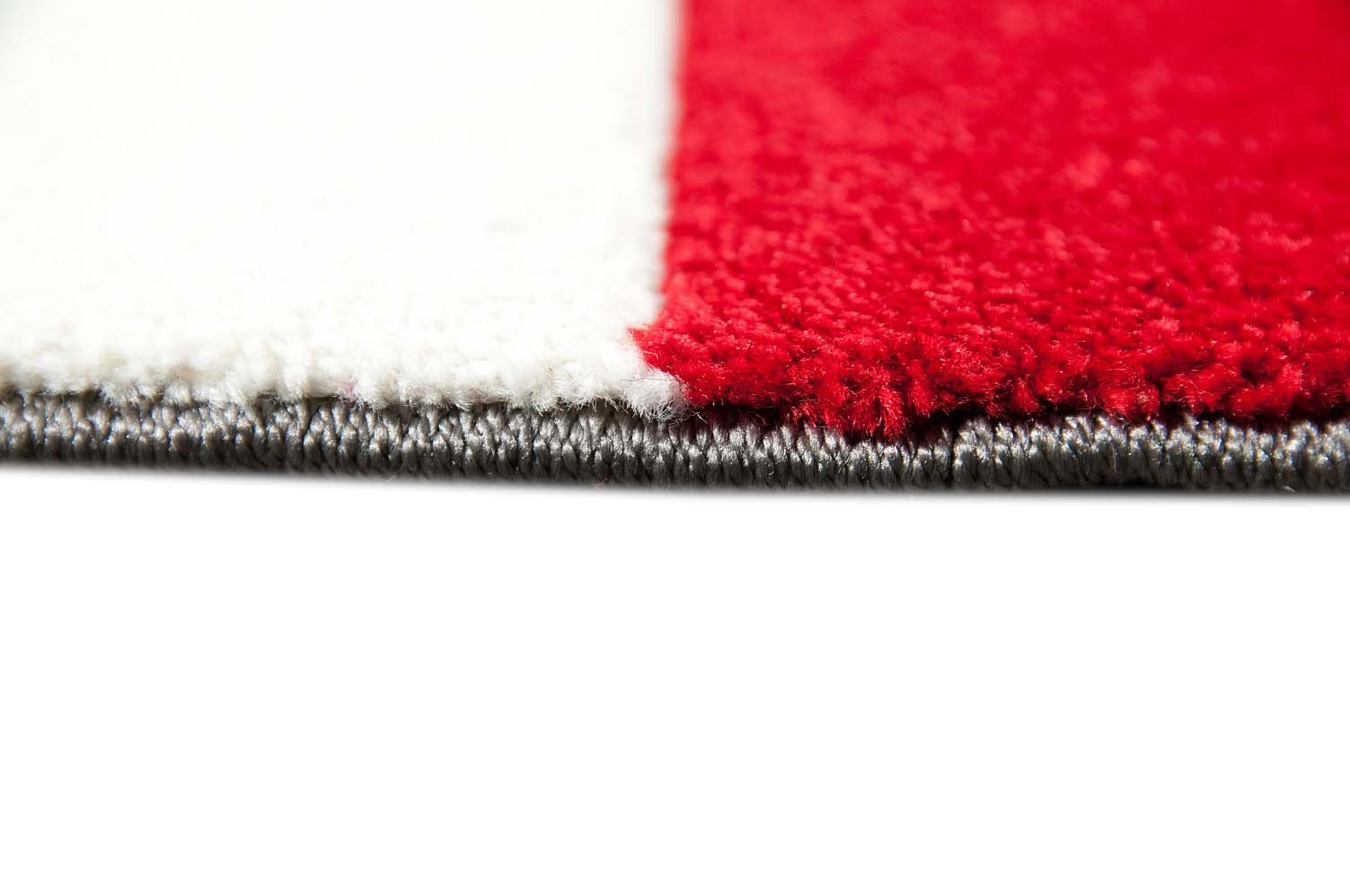TeppichHome24 Teppich Designer Teppich mit Konturenschnitt Karo Muster Rot Grau Weiß Schwarz, rechteckig