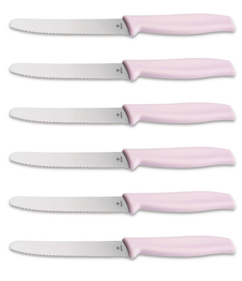 Böker Manufaktur Solingen Brötchenmesser Böker Brötchenmesser mit Wellenschliff, rosa (6 Stück), Praktisches Frühstücksmesser-Set für Brötchen