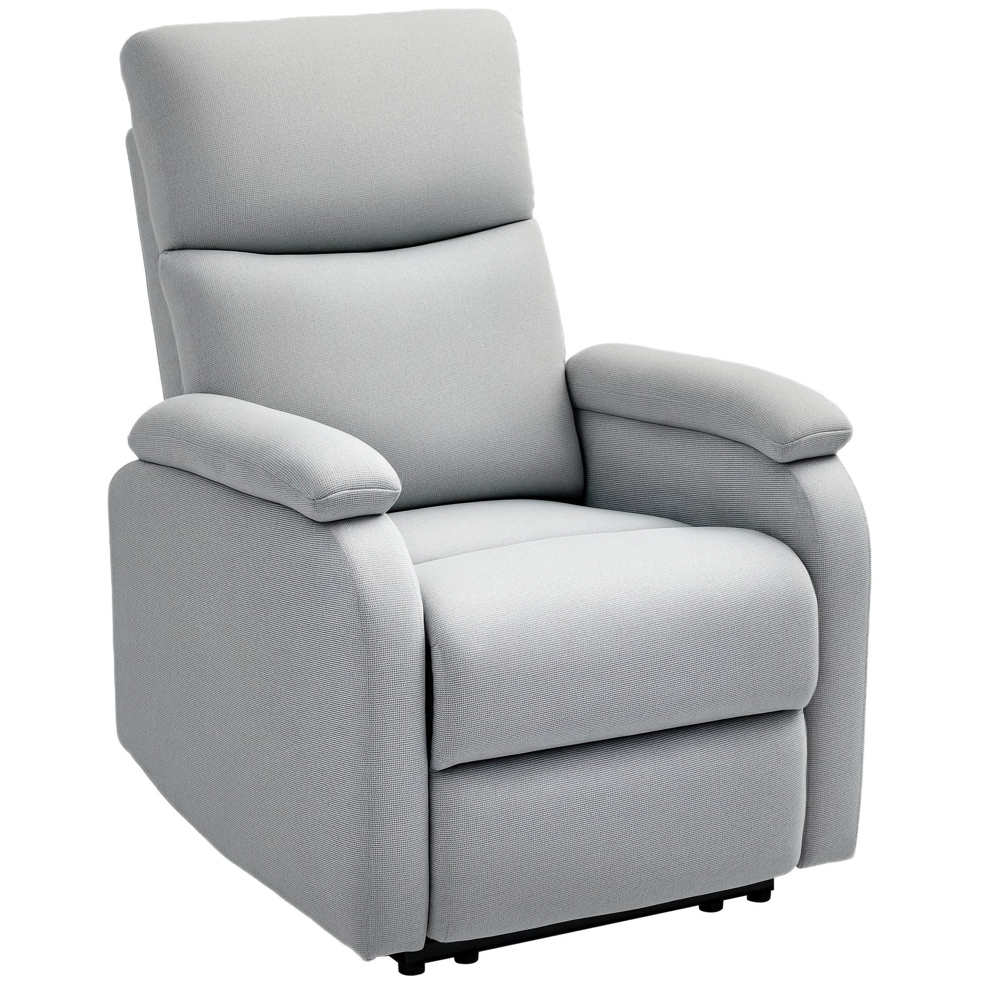 HOMCOM Relaxsessel Fernsehsessel mit Liegefunktion, Gepolstert TV-Sessel mit Leinenoptik (Liegesessel, 1-St., Ruhesessel), bis 150 kg belastbar für Wohnzimmer, Grau