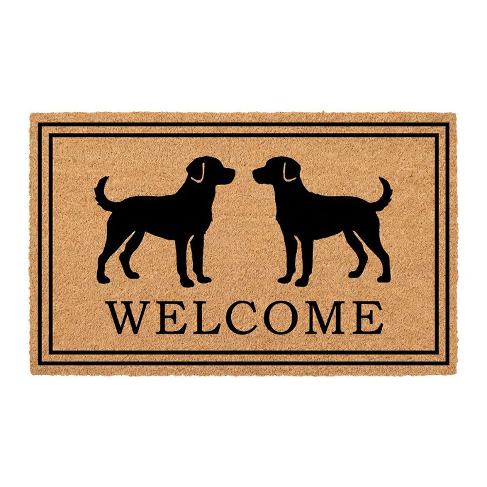 Clayre & Eef Fußmatte Fußmatte DOGGY natur schwarz mit Welcome Schrift und Hundemotiv 75x45c