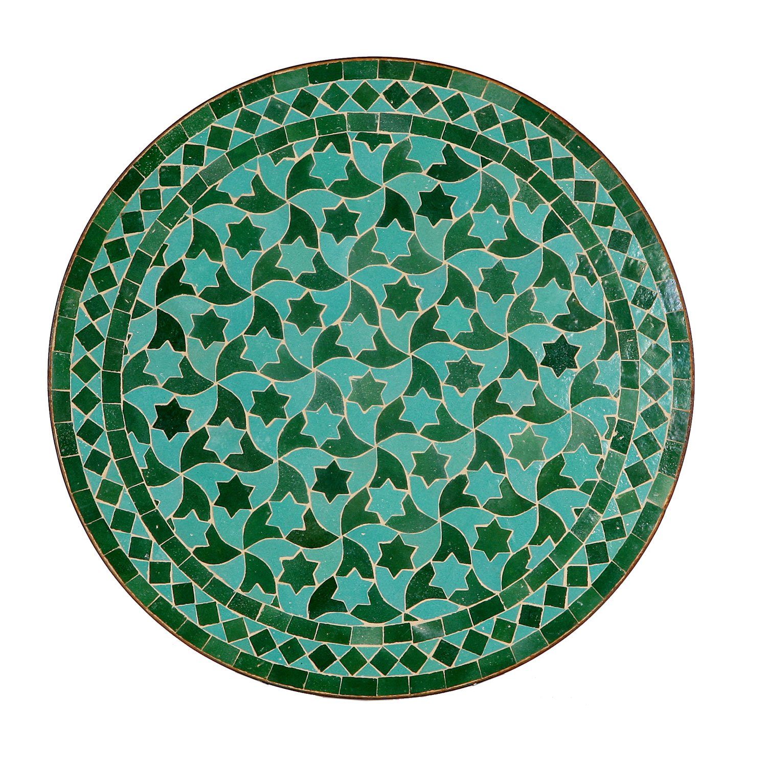 Casa Moro Beistelltisch Mediterraner Mosaiktisch Ø 60 cm rund smaragdgrün glasiert, (Dekorativer Gartentisch), Handgefertigt, Bistrotisch Mosaik Beistelltisch Balkontisch MO10007