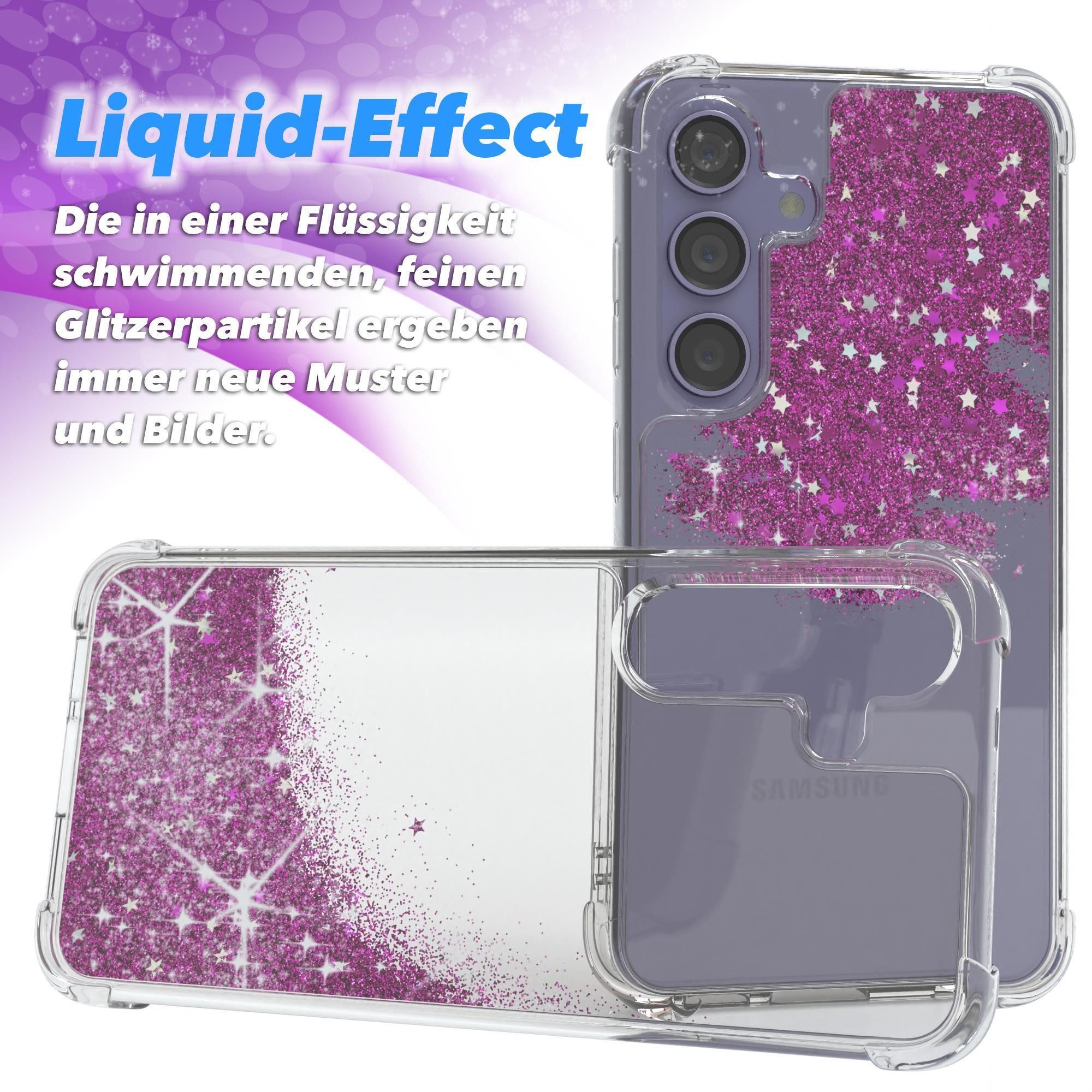 EAZY CASE Handyhülle Liquid Glittery Case für Samsung Galaxy S24 6,2 Zoll, Bumper Case Back Cover Glitter Glossy Handyhülle Etui Violett Lila – Bild 4 von 5
