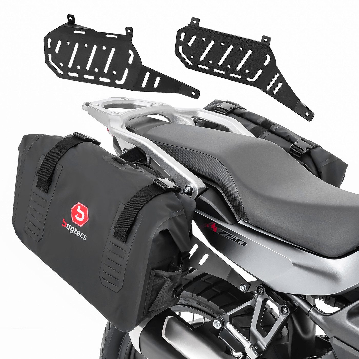 Bagtecs Reisetasche Set Satteltaschen WD1 + Seitenträger passend für Honda Transalp XL 750