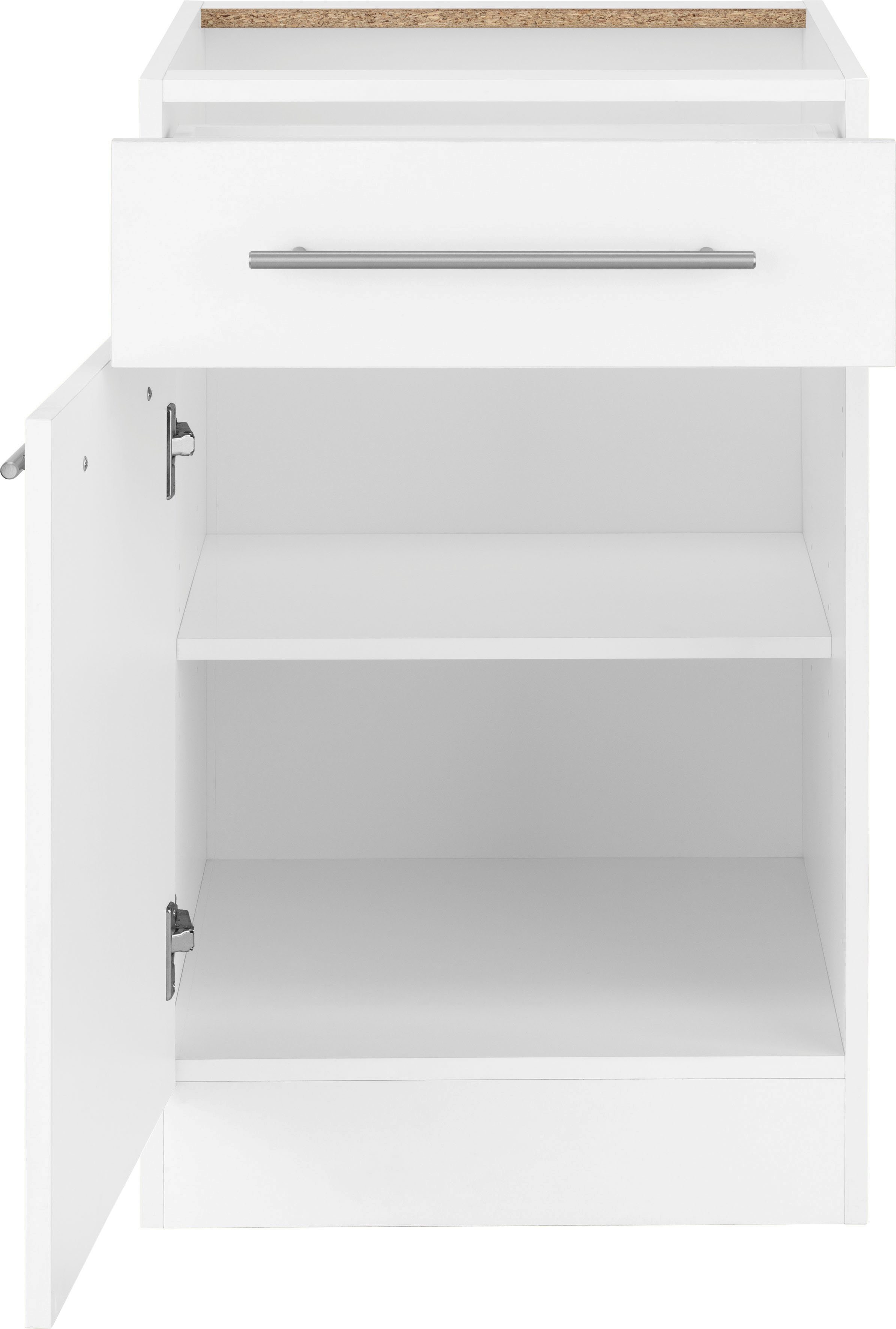 wiho Weiß Unterschrank Küchen 50 cm ohne | breit, Unna weiß/weiß Arbeitsplatte