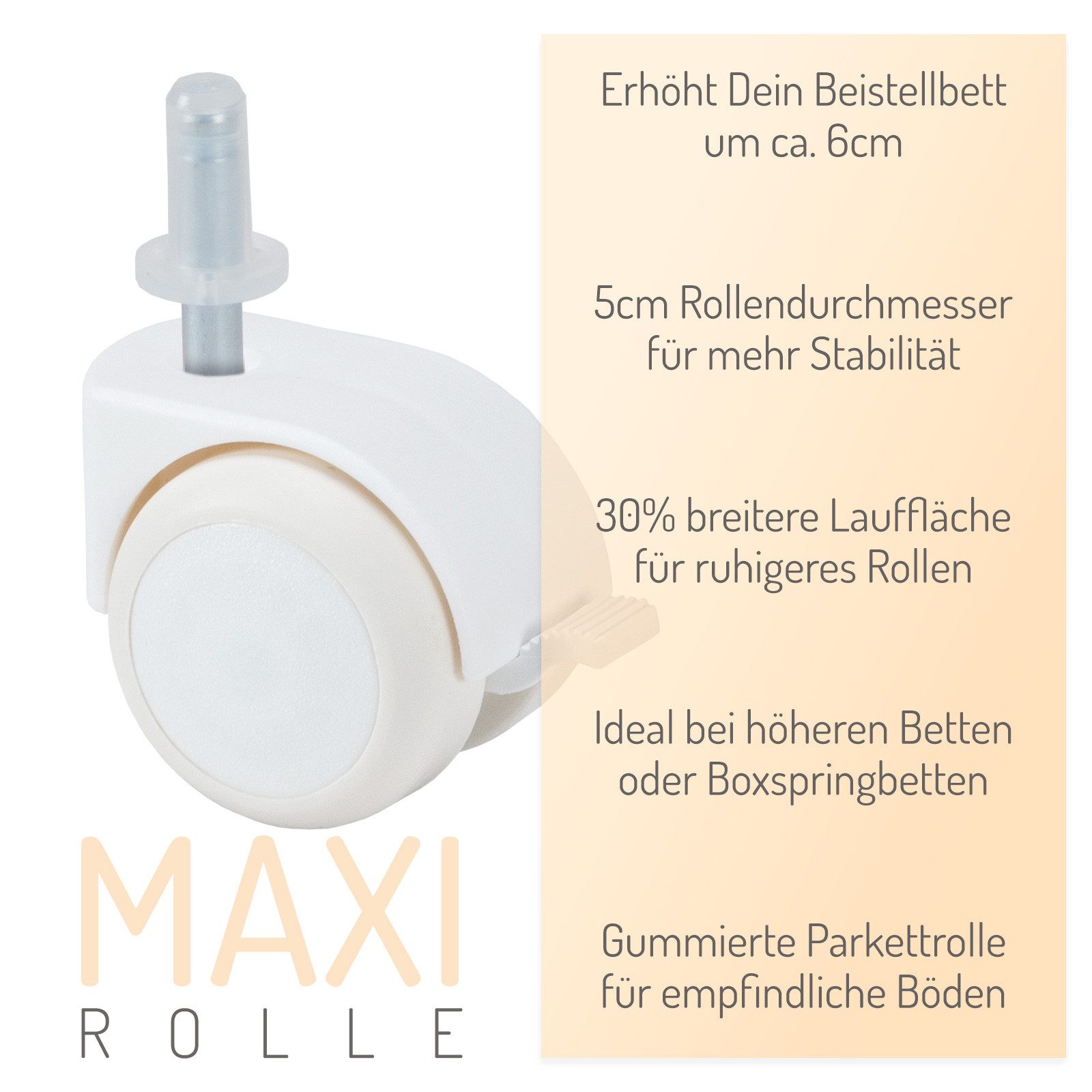 FabiMax Beistellbett Parkettrollensatz mit Bremse
