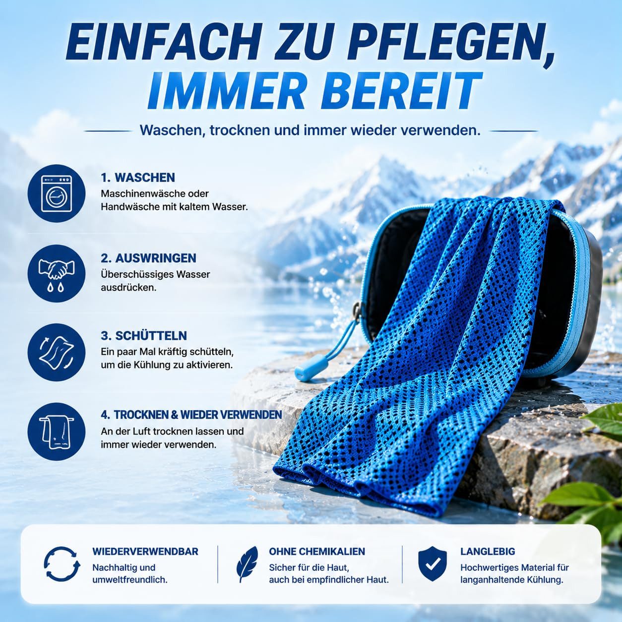 Diwzbyn Sporthandtuch 3 Stück Kühlendes Handtuch Kühlhandtuch Cooling Towel Kühlendes, Handtuch Kühltücher Sporthandtuch Kühlende Handtücher Fitness – Bild 5 von 5