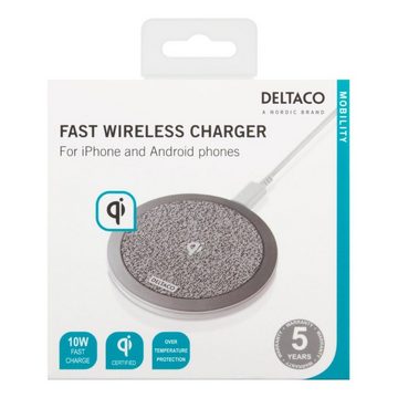 Deltaco Mobility Qi Ladegerät Schnelles kabelloses Ladegerät für Handy 10 W Induktions-Ladegerät (inkl. 5 Jahre Herstellergarantie)