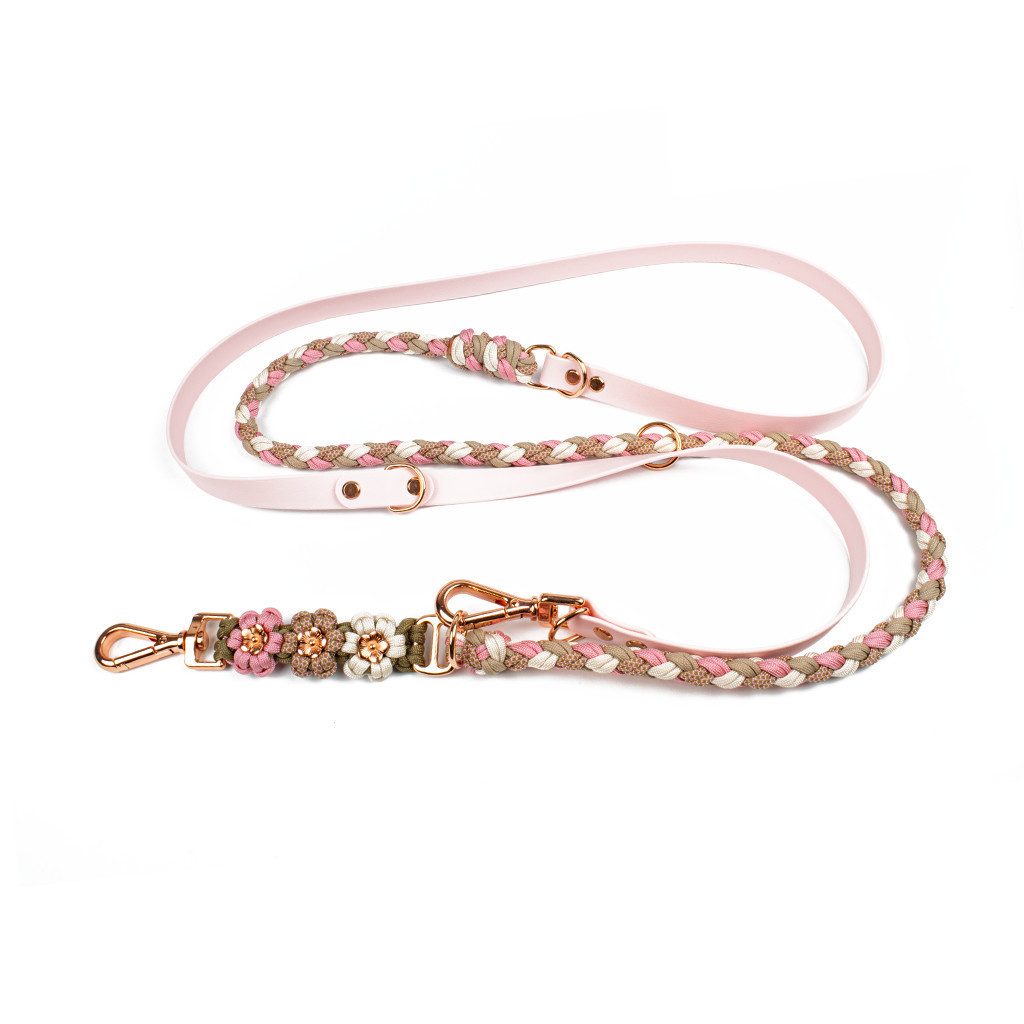 Tierluxe Hundeleine Blumen, Paracord, Biothane, Handgemacht