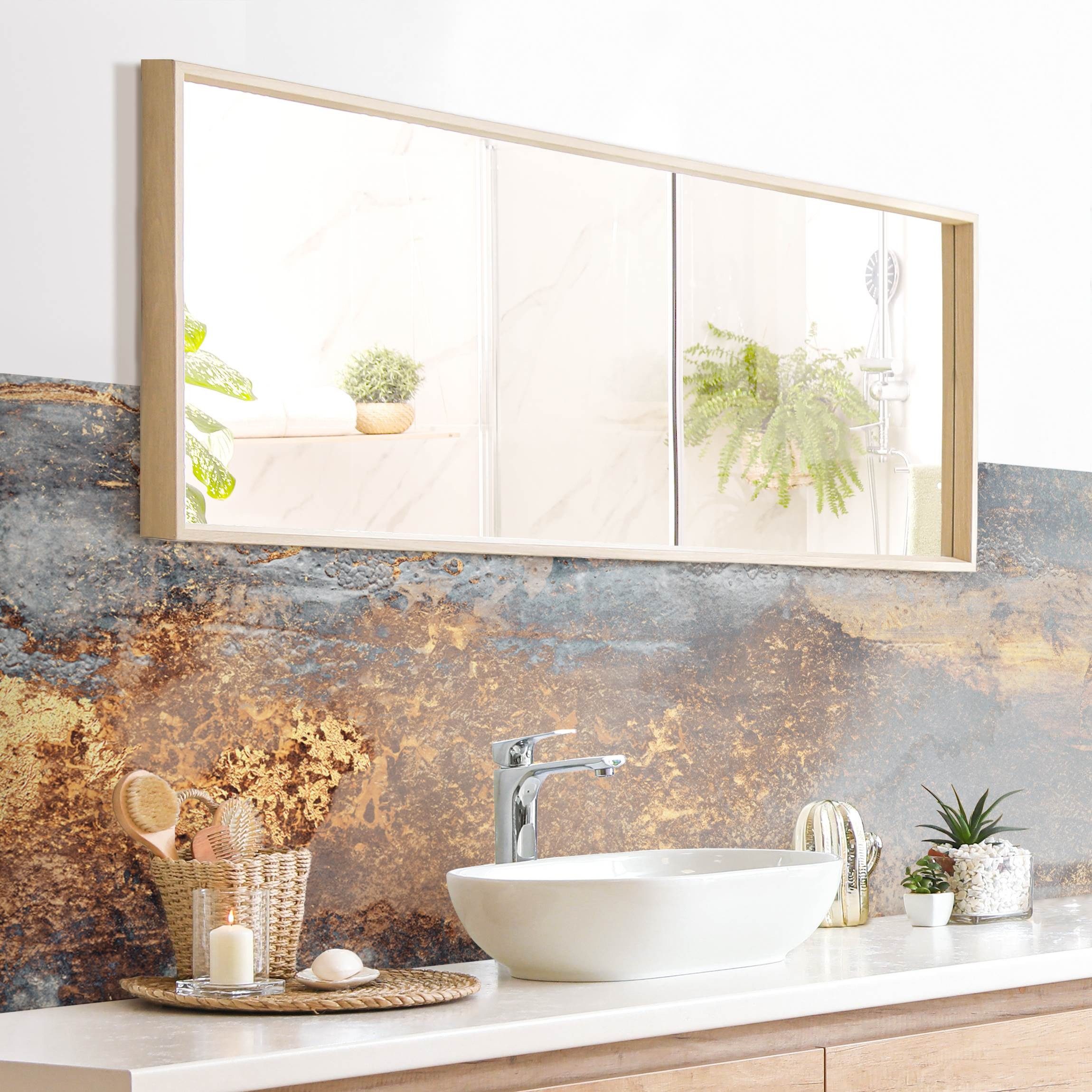 Bilderdepot24 Badrückwand grau fugenlose Wandverkleidung Bad Abstrakt, (Hartfolie matt » Selbstklebend SMART 0,35 mm), wasserfestes Wandpaneel Gold-Grauer Nebel