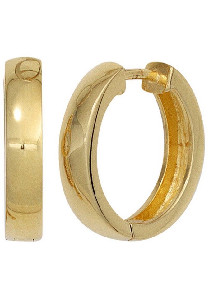 JOBO Paar Creolen, 925 Silber vergoldet, Durchmesser ca. 18,2 mm, Breite  ca. 3,7 mm